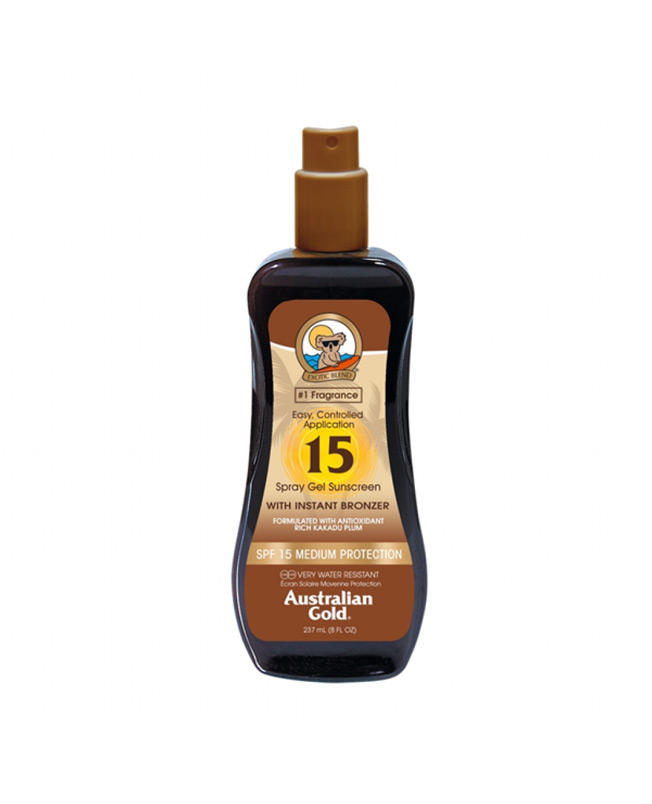 Protezione Solare SPF15 Spray Gel with Bronzer - Australian Gold - Acquista Online Spray Parfums