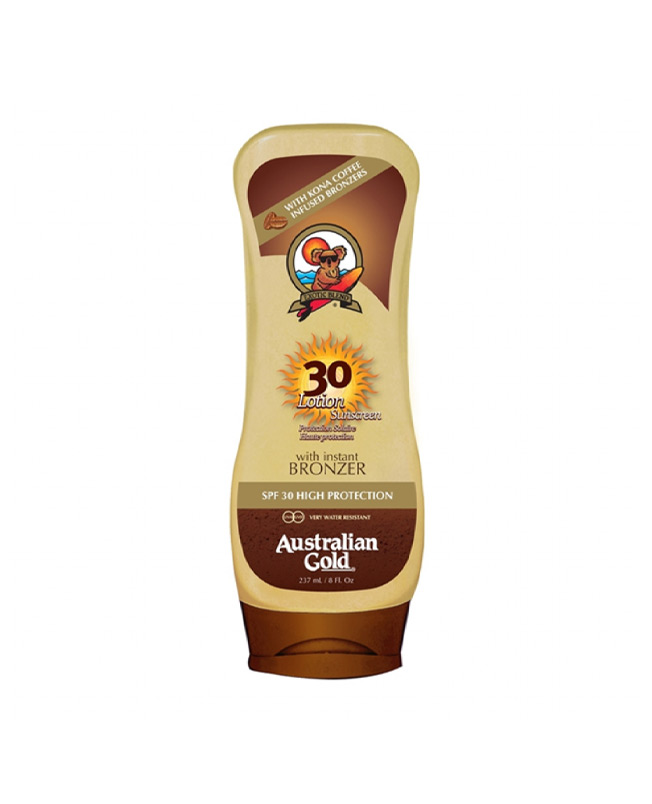 Protezione Solare SPF30 Lotion Kona Coffee with Bronzer - Australian Gold - Acquista Online Spray Parfums